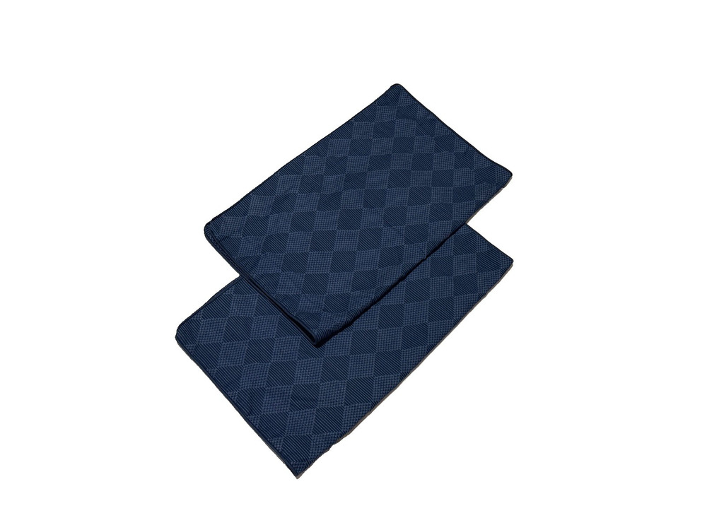 Pair Vintage Navy Blue & White Shams 2 Pillowcases USA Made Diamond Print 90s